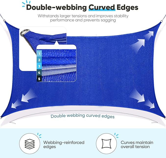 Quictent 20x16ft 185G HDPE Rectangle Sun Shade Sail Canopy 98% UV Block Outdoor - Image 4