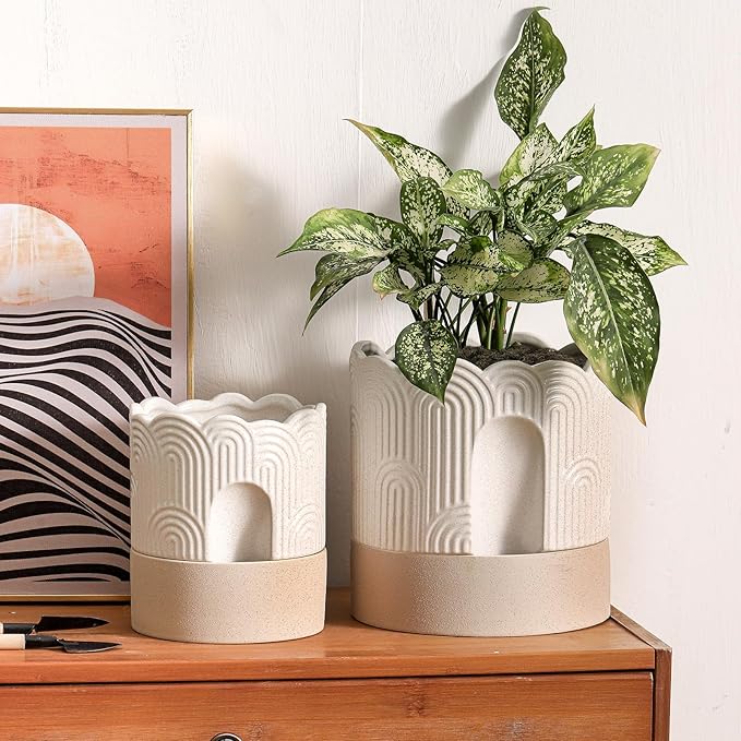 Nihow Self Watering Plant Pot for Indoor Plants : 6 Inch & 8 Inch Ceramic - Image 7