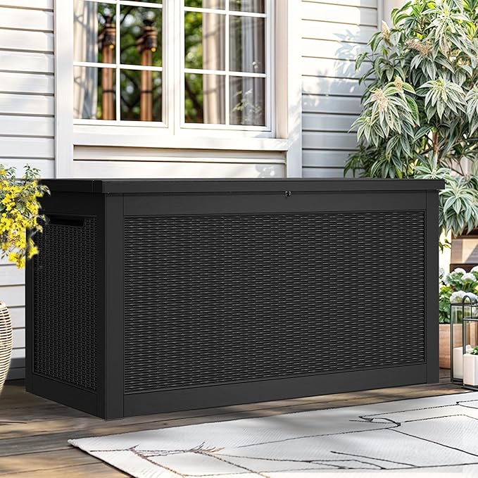YITAHOME XXL 260 Gal Large Deck Box, Outdoor Resin Storage Box, Rattan Storage by YITAHOME