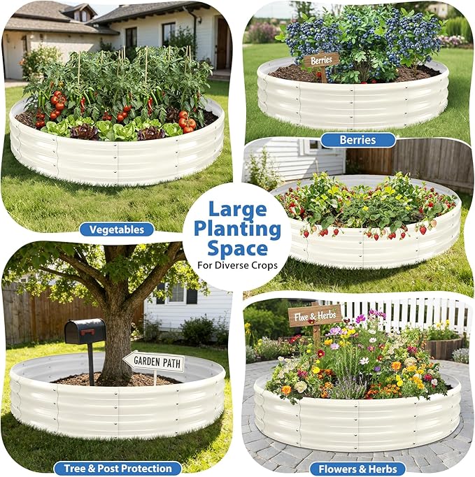 Round Galvanized Raised Garden Bed, Heavy Duty Metal Planter Box - Image 2