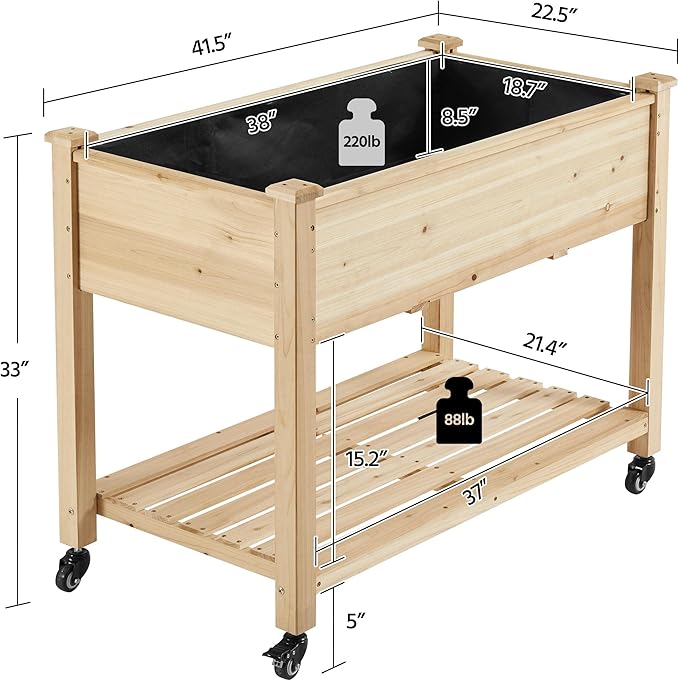 Yaheetech 42x23x33in Wooden Raised Garden Bed - Image 3
