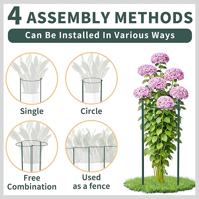 Garden Plant Support Cagess, High Heavy Duty Interlinked Half Round Peony - Image 5