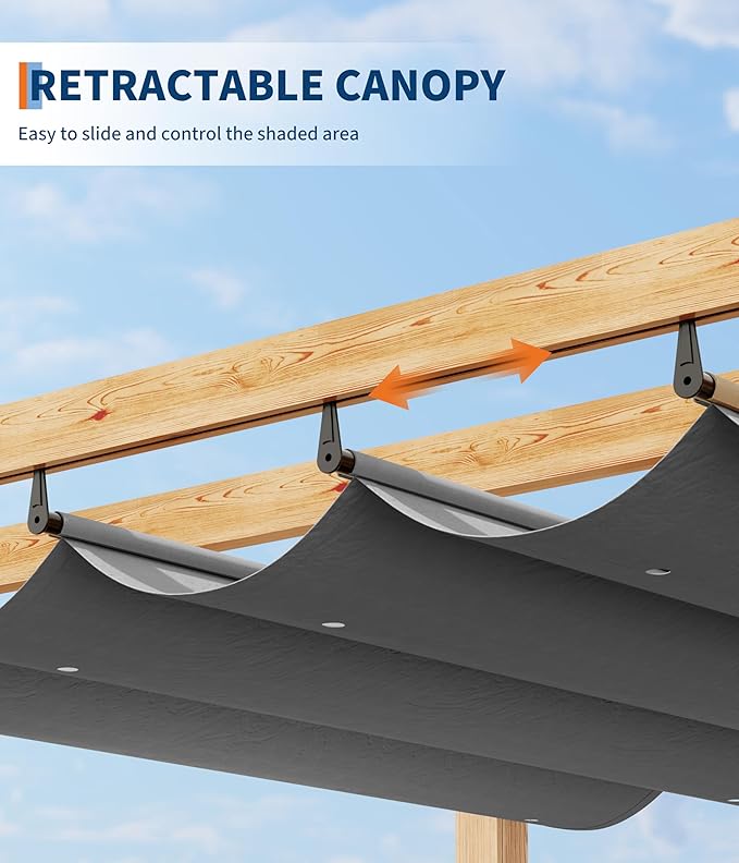 GarveeLife 10 x 10 ft Wood-Grain Aluminum Pergola Outdoor Pergola - Image 4