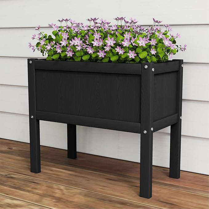 Raised Garden Bed with Drainage Hole Waterproof HDPE Elevated Planter Box with - Image 6