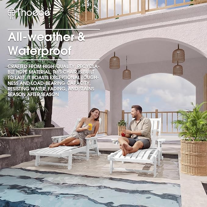 Patio Chaise Lounge Chair Set of 2, Oversized Lounge Chair Outdoor - Image 7