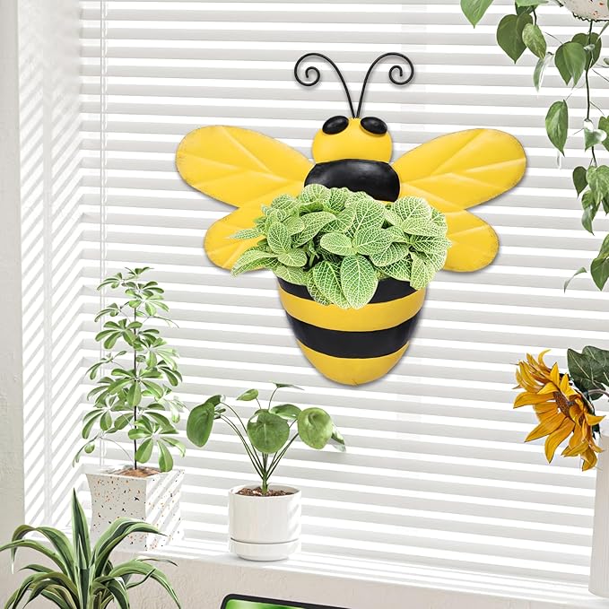 Metal Wall Planter Bee Wall Mounted Planters Small Flower Pot - Image 6