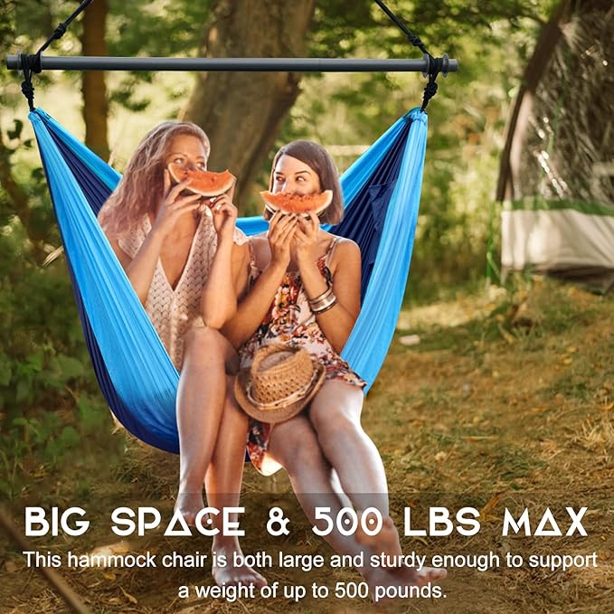 Hammock Chair, Portable Outdoor Hanging Rope Swing, Max 500 Lbs, Collapsible - Image 5