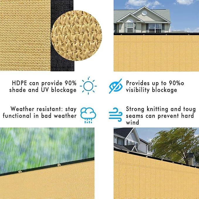 UPGRADE Privacy Fence Screen 3'x18' Sand Outdoor 90% Visibility Blockage 170 - Image 6