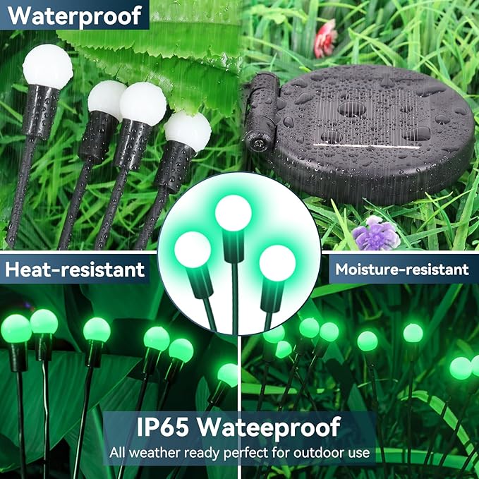 Solar Garden Lights Outdoor Waterproof, 4 Pack 32 LED Swaying Light Firefly - Image 4