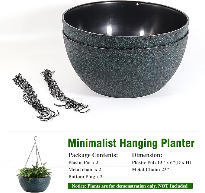 WOUSIWER 13 inch 2 Pack Large Hanging Planters - Image 4