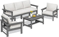 SERWALL HDPE Patio Conversation Set, 6-piece Sectional Outdoor Furniture Set by SERWALL