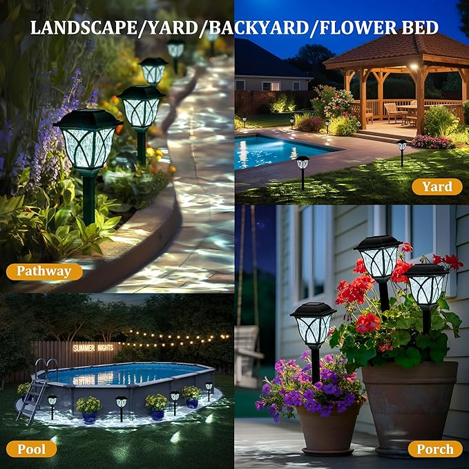 GIGALUMI 8 Pack Solar Lights Outdoor Waterproof, LED Solar Garden Lights - Image 2