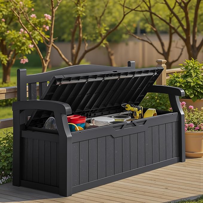 Homall 75 Gallon Outdoor Storage Benches Lockable Deck Box - Image 7