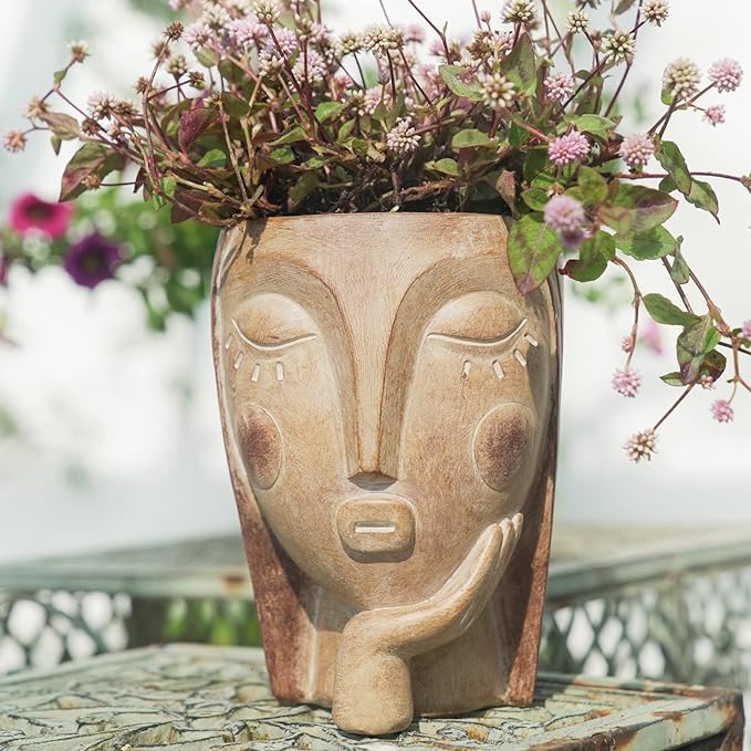 Head Planters for Indoor Plants, Face Flower Pot Head Planter Succulent by Saysmile