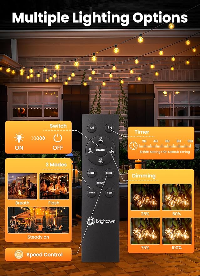 Brightown 108FT 52 LED Solar String Lights Outdoor - Image 6