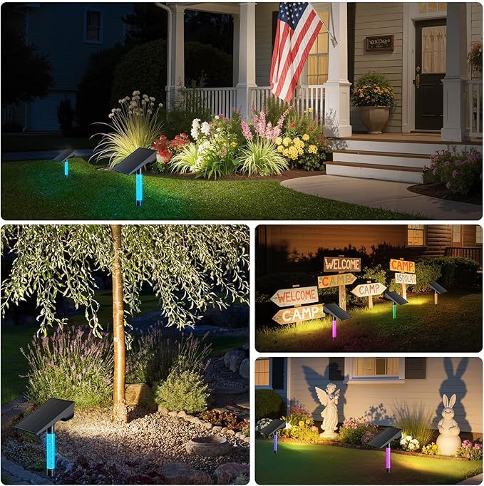 intelamp Solar Spot Lights Outdoor Waterproof, 4000mAh RGB LED Landscape Lights - Image 7