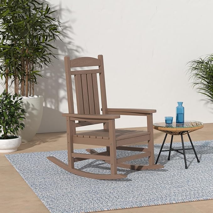 KINGYES Outdoor Rocking Chair Set of 2, High Density Polyethylene Patio Rocking - Image 2