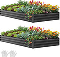 YITAHOME 8x4x1ft 2pcs Large Raised Garden Bed Kit, Galvanized Metal Planter Box by YITAHOME