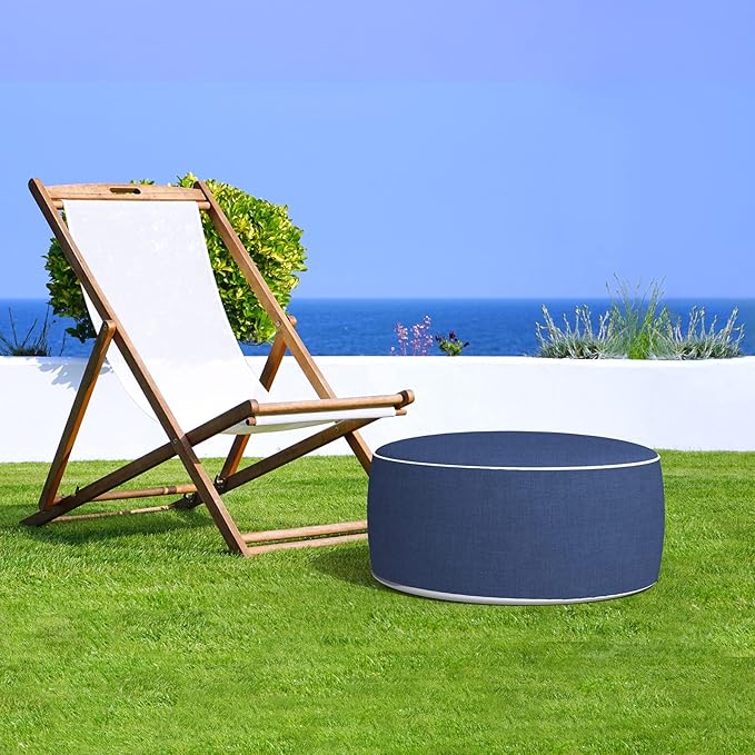 LVTXIII Outdoor/Indoor Inflatable Ottoman, All Weather Water-Repellent Round - Image 7