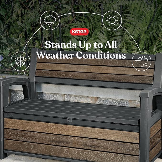 Keter Signature 60 Gallon Storage Bench Deck Box - Image 3
