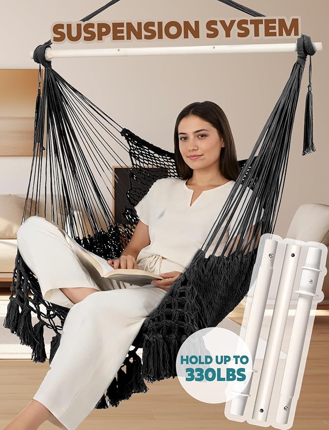 Chihee Hammock Chair Super Large Soft-Spun Cotton Rope Weaving Hanging Chair - Image 5