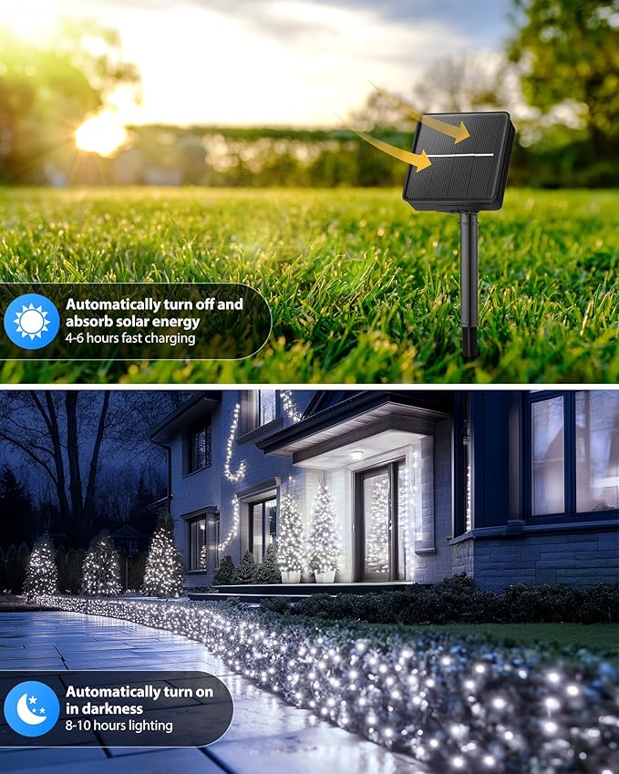 Brightown Solar Outdoor String Lights - 50 FT 120 LED Solar String Lights - Image 2