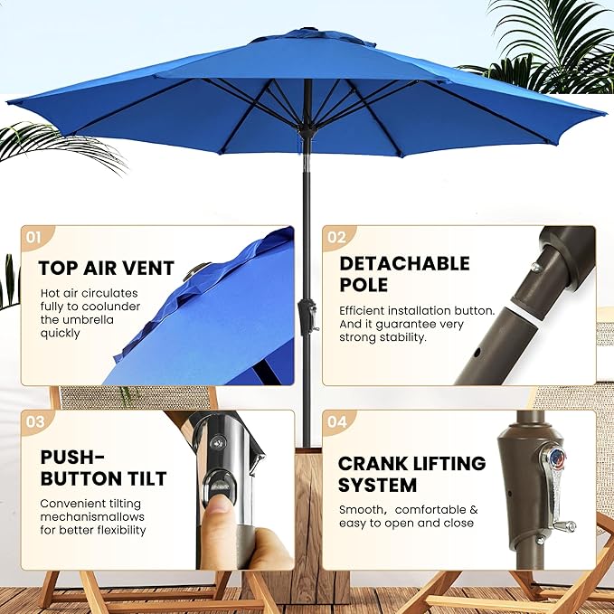 Ayge 9FT Large Outdoor Patio Umbrella Market Table Umbrella-UV Resistant - Image 2