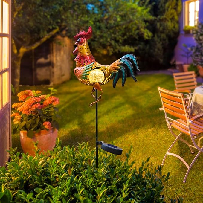 Tryme Rooster Solar Lights Outdoor Decorative Garden Statue Gifts - Image 3