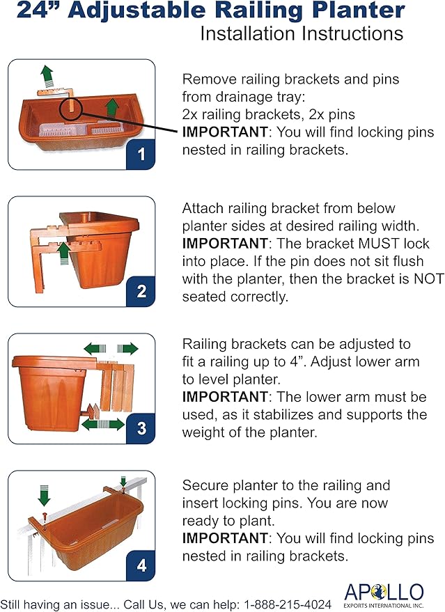 Apollo Exports International 24" Adjustable Railing Planter - Image 6