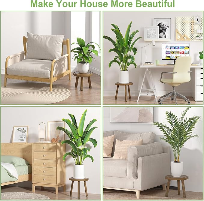 3-Pack Wood Plant Stands Indoor, Single Plant Stand - Image 2