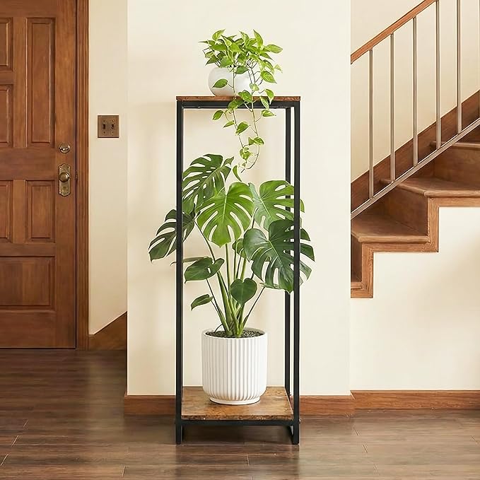 34" Tall Plant Stand Indoor, 2-Tier Modern Plant Shelf, Corner Flower Pot - Image 5
