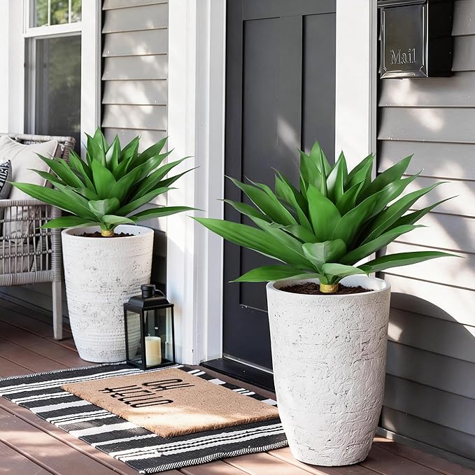 Ivydale Fake Plants 18 Inch Agave Artificial Plants Outdoor 2 PCS - Image 4