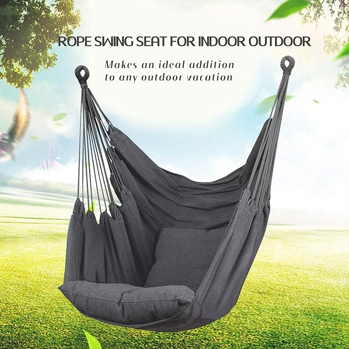 Hommtina Hammock Chair Hanging Rope Swing, Max 300 Lbs Hanging Chair - Image 3