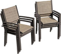 Flamaker Patio Chairs Textilene Outdoor Chairs Set of 6 Stackable Dining Chair by Flamaker