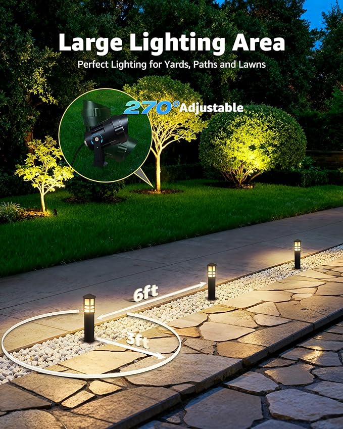SUNVIE 12-Pack Low Voltage Landscape Lighting Kit LED Bollard Pathway Lights - Image 4
