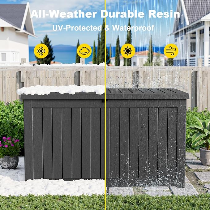 Deck Box - 280 Gallon Large Outdoor Storage box, Waterproof Patio Furniture and - Image 6