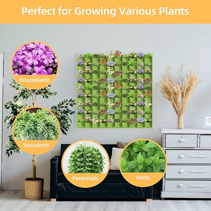 Hanging Planting Grow Bags, 90 Pockets Hanging Vertical Wall Planter Wall - Image 5