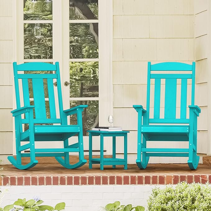 LUE BONA Outdoor Rocking Chairs Set of 4, HDPS Porch Rocker - Image 9