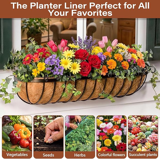 Legigo 4PCS 36 Inch Natural Trough Coco Coir Liners Planters Replacement - Image 7