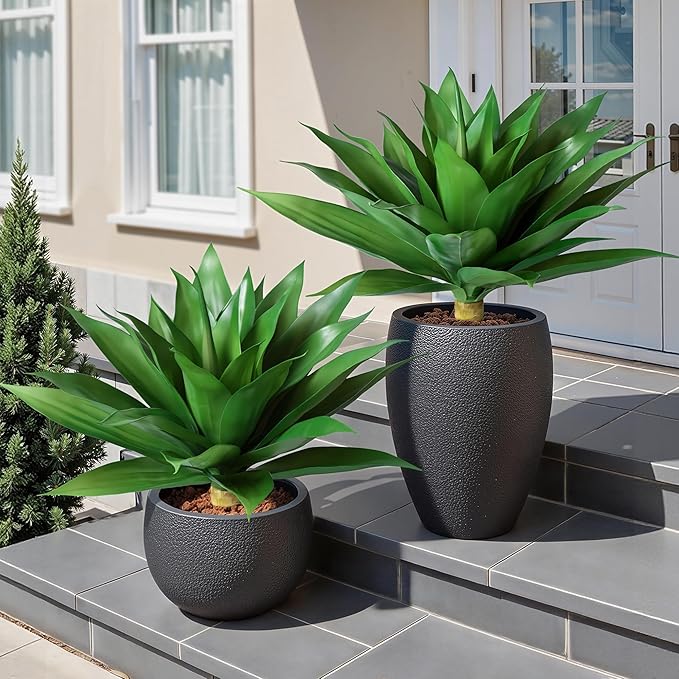 Ivydale Fake Plants 18 Inch Agave Artificial Plants Outdoor 2 PCS - Image 8