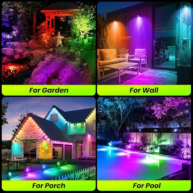 ZZXX 20W RGB Outdoor Spotlight Halloween 120V Color Changing Landscape Lights - Image 8