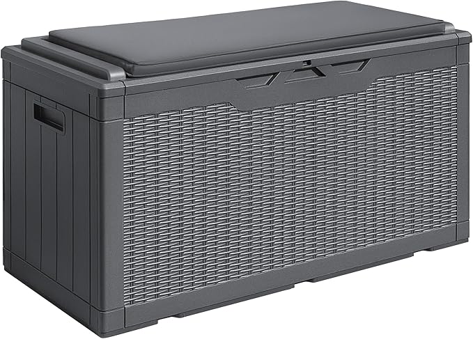 Devoko 100 Gallon Waterproof Large Resin Deck Box Outdoor Storage Box Indoor by DEVOKO