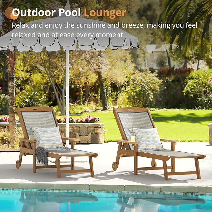 LUE BONA Chaise Lounge Chair Outdoor Set of 4, HDPS and HDPE Wicker Material - Image 2