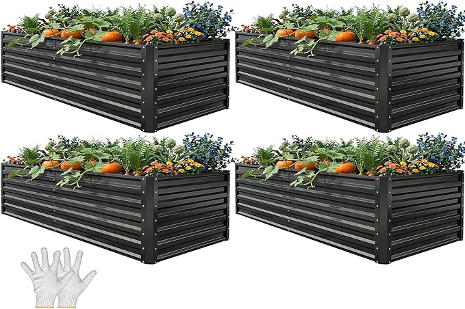 YITAHOME 6x3x2 ft 4pcs Galvanized Raised Garden Bed Kit, Large Metal Planter Box by YITAHOME