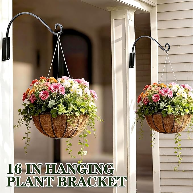 16 Inch Plant Hangers Outdoor 4 Pack, Plant Hanging Hook Bracket - Image 2
