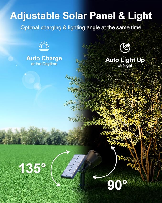 2 Pack Outdoor Solar Powered Spot Lights Waterproof Bright LED Spotlights - Image 7