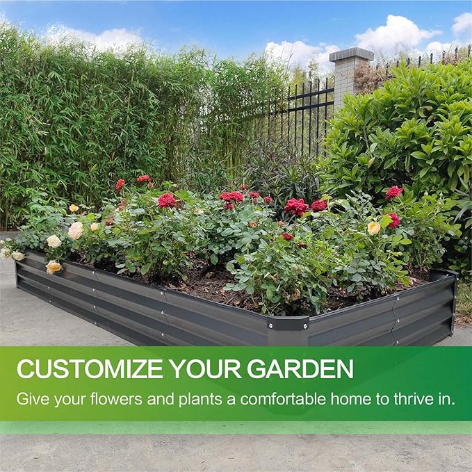 GARDMAX 8x4x1FT Galvanized Raised Garden Bed Kit, Metal Planter Boxes Outdoor - Image 2