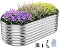 Galvanized Metal Planter Round Raised Garden Bed Kit by ZFHgarden