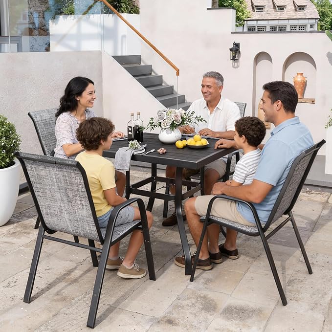 Patio Chairs Set of 4, Stackable Outdoor Dining Chairs - Image 3