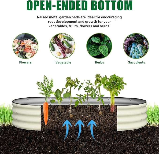 SnugNiture 2 Pcs 6x3x1ft Raised Garden Bed Kit, Outdoor Oval Metal Garden - Image 4